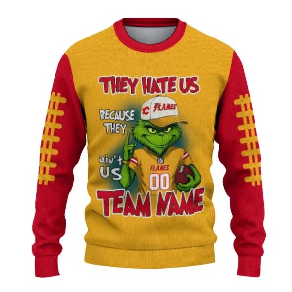 Calgary Flames Sweater Custom Grinch Fierce Red Best Selling