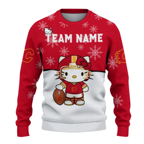 Calgary Flames Sweater Customized Hello Kitty Red Best Selling