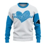 Carolina Panthers Sweater Personalized Heart Sketch Blue White Best Selling