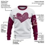 Central Michigan Chippewas Sweater Customized Heart Sketch Maroon White Best Selling
