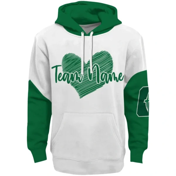 Charlotte 49ers Hoodie Custom Scribble Heart Green White Best Selling
