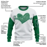 Charlotte 49ers Sweater Customized Heart Sketch Green White Best Selling