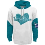 Charlotte Hornets Hoodie Custom Scribble Heart Teal White Best Selling