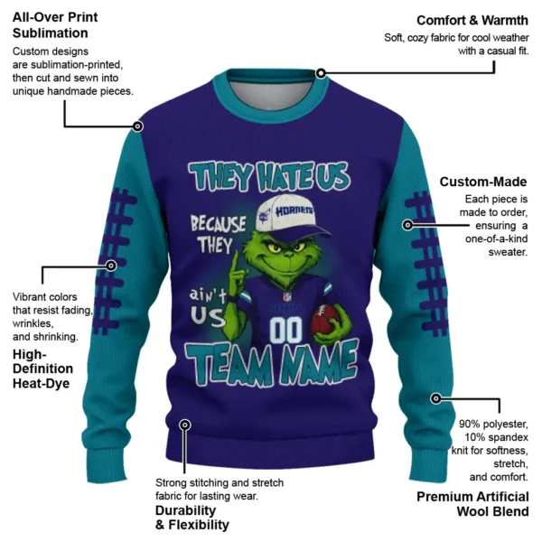 Charlotte Hornets Sweater Custom Grinch Fierce Teal New Arrival