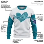 Charlotte Hornets Sweater Customized Heart Sketch Teal White Best Selling