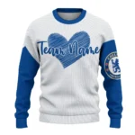 Chelsea Sweater Customized Heart Sketch Royal Blue White Best Selling