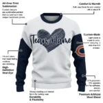 Chicago Bears Sweater Custom Heart Sketch Blue White Best Selling