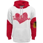 Chicago Blackhawks Hoodie Personalized Scribble Heart Red White Best Selling