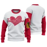 Chicago Blackhawks Sweater Custom Heart Sketch Red White Best Selling