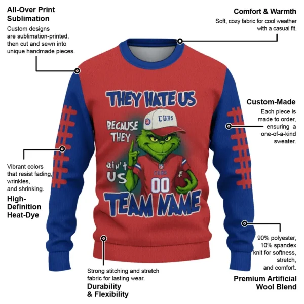 Chicago Cubs Sweater Custom Grinch Fierce Blue New Arrival