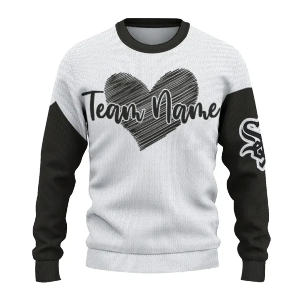 Chicago White Sox Sweater Personalized Heart Sketch Black White Best Selling