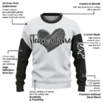 Chicago White Sox Sweater Personalized Heart Sketch Black White Best Selling