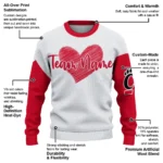 Cincinnati Bearcats Sweater Customized Heart Sketch Red White Best Selling