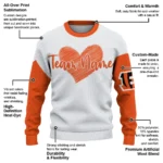 Cincinnati Bengals Sweater Customized Heart Sketch Orange White Best Selling