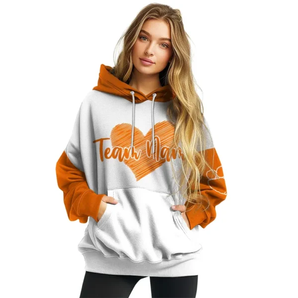 Clemson Tigers Hoodie Customized Scribble Heart Orange White High Quality