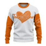 Clemson Tigers Sweater Personalized Heart Sketch Orange White Best Selling