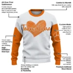 Clemson Tigers Sweater Personalized Heart Sketch Orange White Best Selling