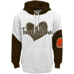 Cleveland Browns Hoodie Customized Scribble Heart Brown White Best Selling