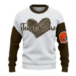Cleveland Browns Sweater Personalized Heart Sketch Brown White Best Selling