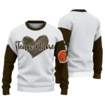 Cleveland Browns Sweater Personalized Heart Sketch Brown White Best Selling