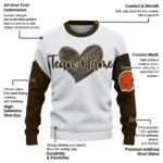 Cleveland Browns Sweater Personalized Heart Sketch Brown White Best Selling