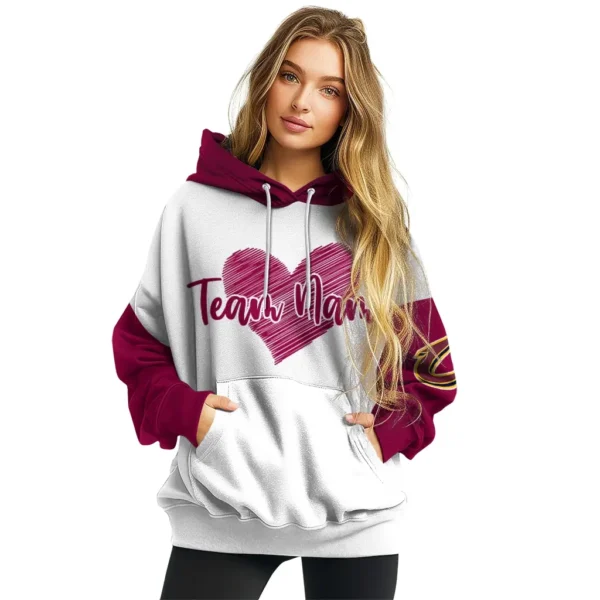 Cleveland Cavaliers Hoodie Customized Scribble Heart Wine White High Quality