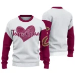 Cleveland Cavaliers Sweater Personalized Heart Sketch Wine White Best Selling