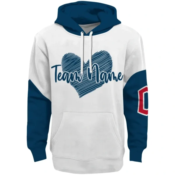 Cleveland Guardians Hoodie Custom Scribble Heart Navy Blue White Best Selling