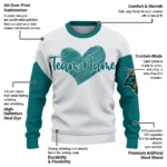 Coastal Carolina Chanticleers Sweater Custom Heart Sketch Green White Best Selling