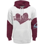 Colorado Avalanche Hoodie Custom Scribble Heart Burgundy White Best Selling