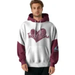 Colorado Avalanche Hoodie Custom Scribble Heart Burgundy White Best Selling