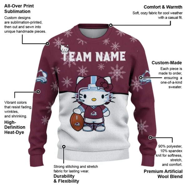 Colorado Avalanche Sweater Customized Hello Kitty Burgundy New Arrival