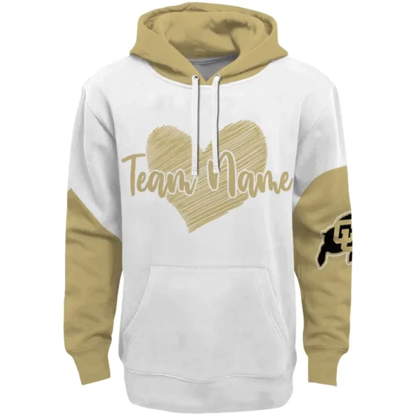Colorado Buffaloes Hoodie Customized Scribble Heart Gold White Best Selling