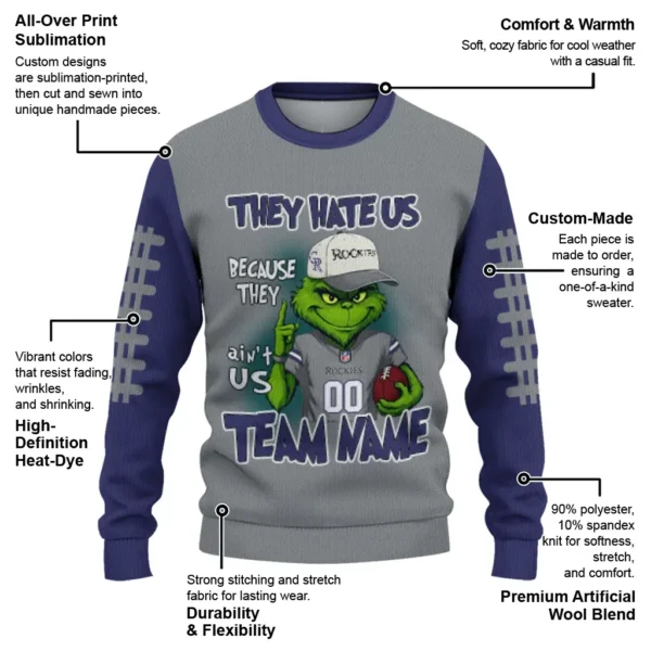 Colorado Rockies Sweater Customized Grinch Fierce Blue New Arrival