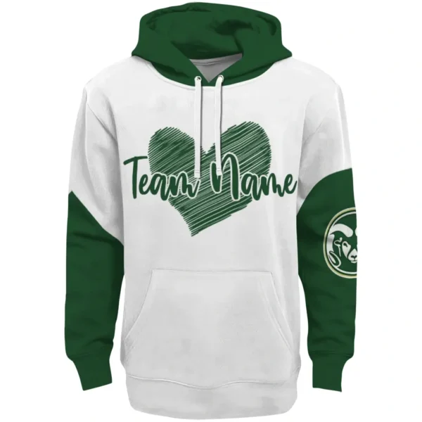 Colorado State Rams Hoodie Personalized Scribble Heart Green White Best Selling