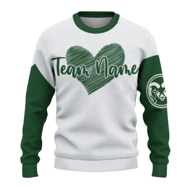 Colorado State Rams Sweater Custom Heart Sketch Green White Best Selling