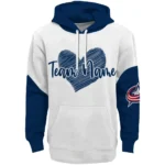 Columbus Blue Jackets Hoodie Customized Scribble Heart Navy Blue White Best Selling