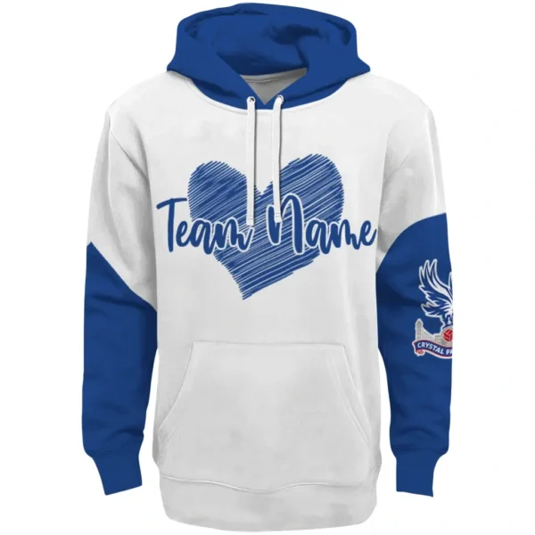 Crystal Palace Hoodie Customized Scribble Heart Blue White Best Selling
