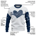 Dallas Cowboys Sweater Custom Heart Sketch Blue White Best Selling