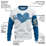 Dallas Mavericks Sweater Custom Heart Sketch Blue White Best Selling