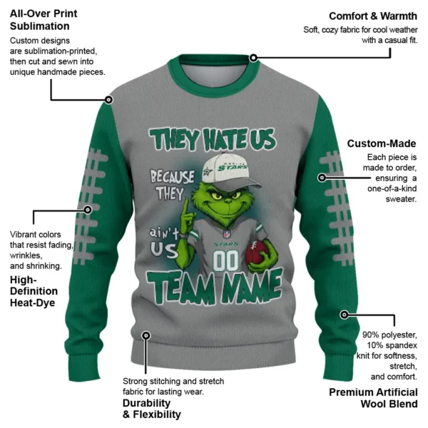 Dallas Stars Sweater Personalized Grinch Fierce Green New Arrival