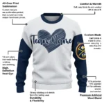 Denver Nuggets Sweater Personalized Heart Sketch Blue White Best Selling