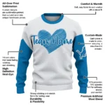 Detroit Lions Sweater Personalized Heart Sketch Blue White Best Selling