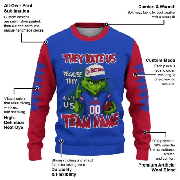 Detroit Pistons Sweater Personalized Grinch Fierce Red New Arrival