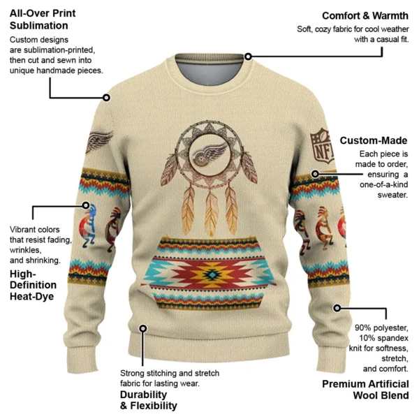 Detroit Red Wings Sweater Custom Dreamcatcher Feathers New Arrival