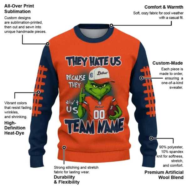 Detroit Tigers Sweater Personalized Grinch Fierce Navy New Arrival