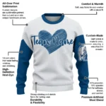 Drake Bulldogs Sweater Customized Heart Sketch Blue White Best Selling
