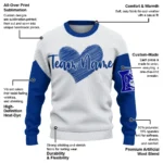 Duke Blue Devils Sweater Custom Heart Sketch Blue White Best Selling