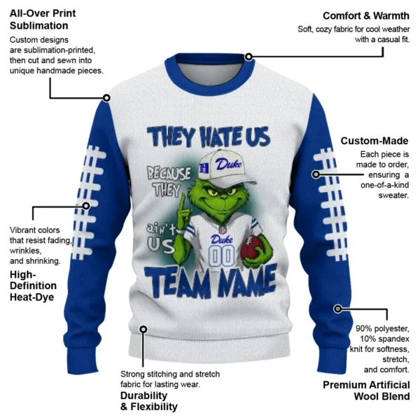 Duke Blue Devils Sweater Personalized Grinch Fierce Blue New Arrival