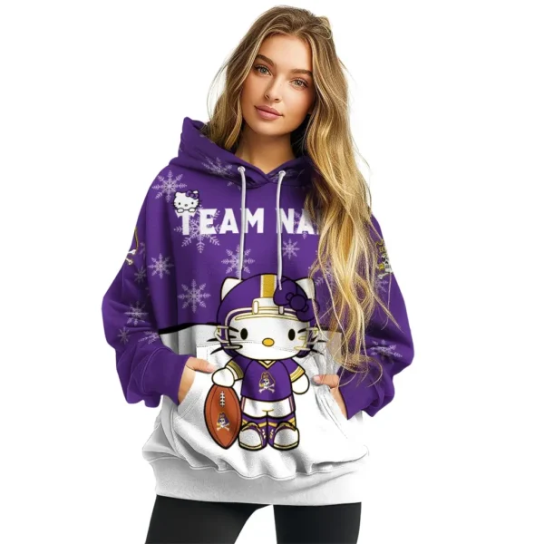 East Carolina Pirates Hoodie Custom Hello Kitty Purple High Quality
